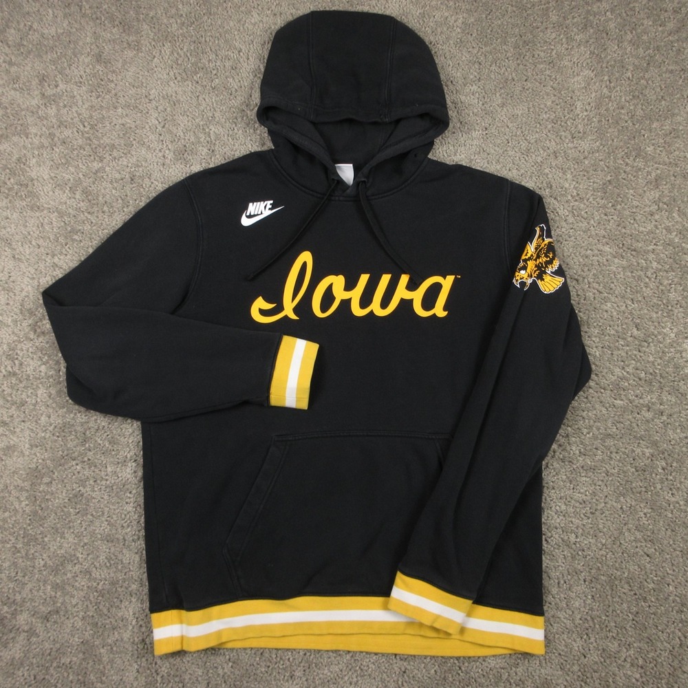 Iowa Hawkeyes Sweater Men Large Black Hoodie Sweatshirt Nike Sportswear Football
